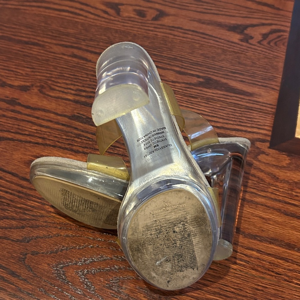 Steve Madden Women's Gold Clear Strap Heels - Picture 4 of 6
